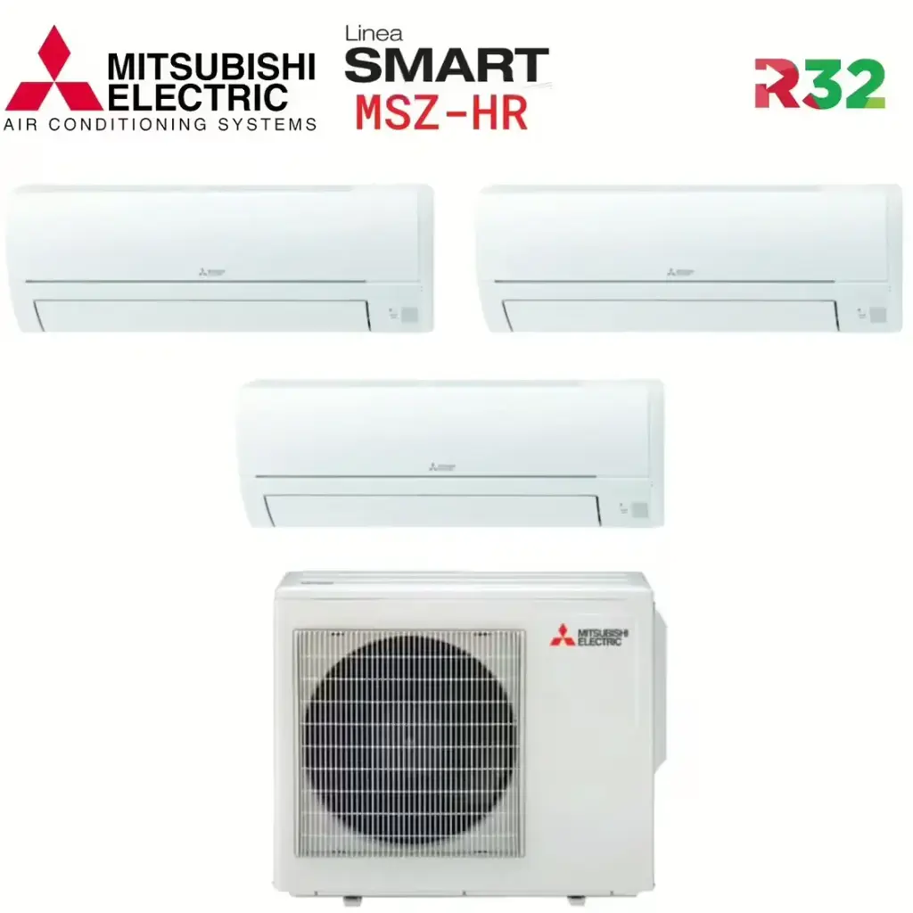 Clima Mitsubishi HR Trialsplit 9000+9000+12000 BTU INSTALLAZIONE INCLUSA (Modulo WiFi Mitsubishi MAC-587IF-E)