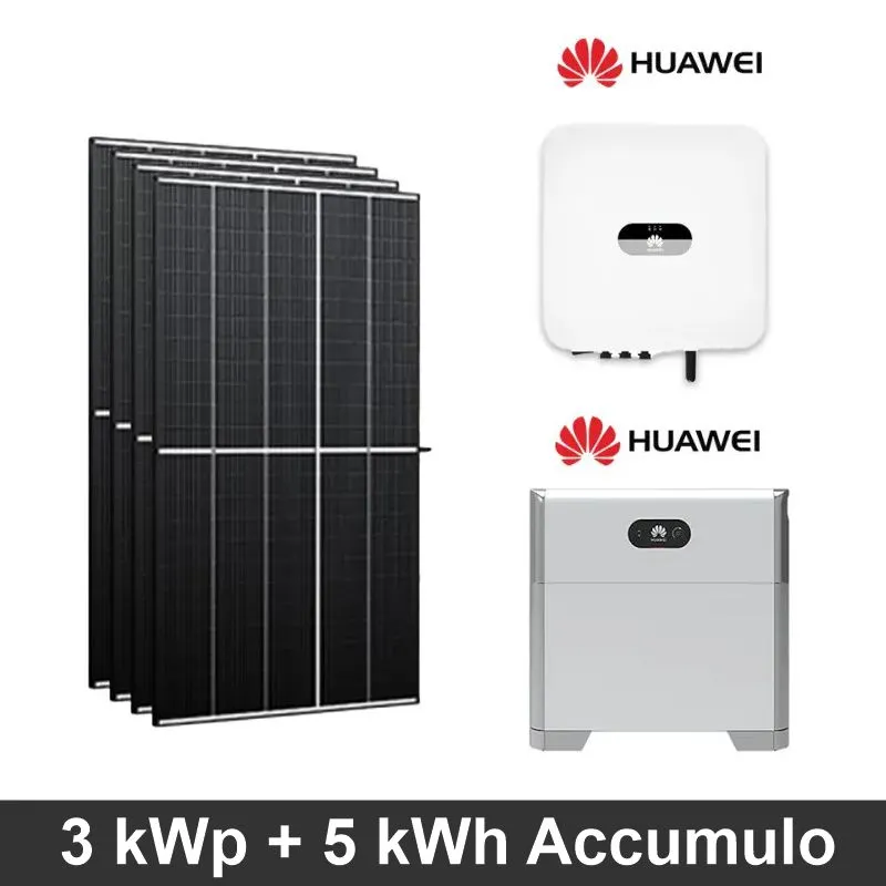 Fotovoltaico Huawei 3 kW con batteria 5 kWh - installazione e allaccio chiavi in mano