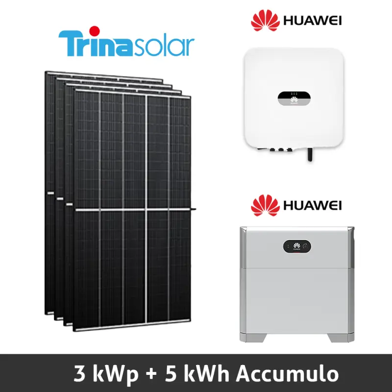 Fotovoltaico Huawei 3 kW con batteria 5 kWh - installazione e allaccio chiavi in mano