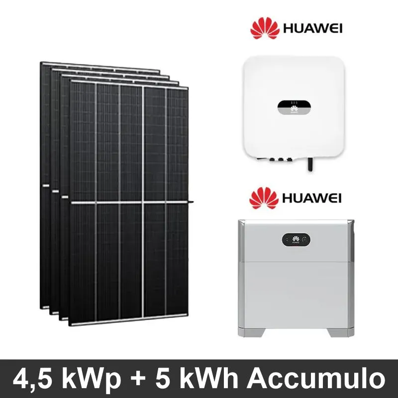 Fotovoltaico Huawei 4,5 kW con batteria 5 kWh - installazione e allaccio chiavi in mano