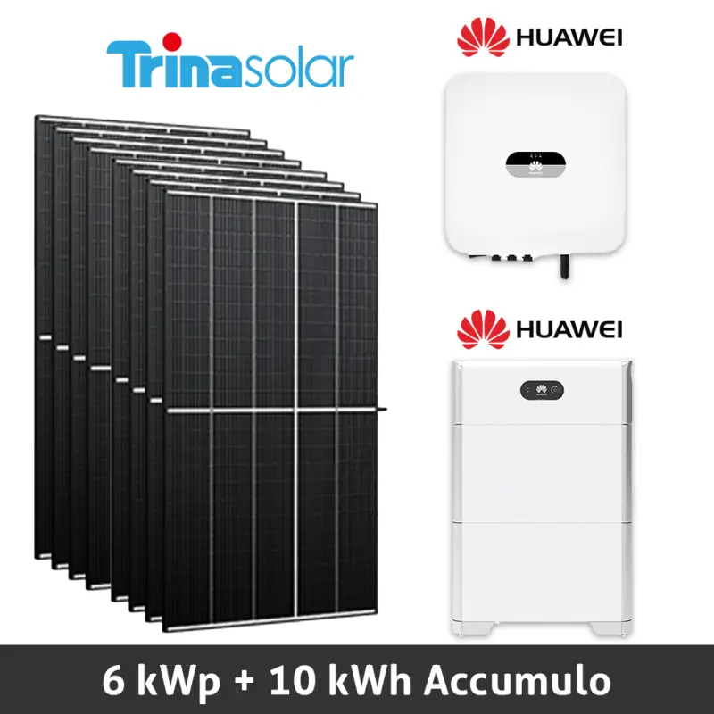 Fotovoltaico Huawei 6 kW con batteria 10 kWh - installazione e allaccio chiavi in mano