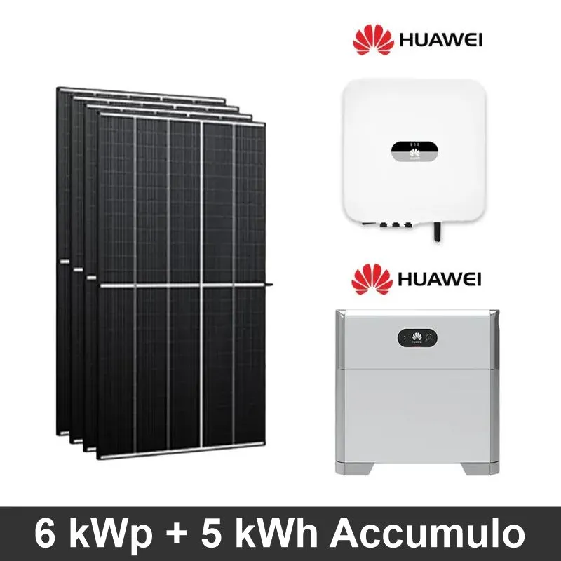 Fotovoltaico Huawei 6 kW con batteria 5 kWh - installazione e allaccio chiavi in mano