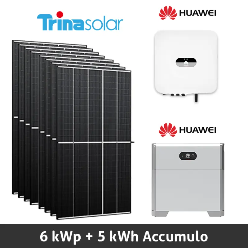 Fotovoltaico Huawei 6 kW con batteria 5 kWh - installazione e allaccio chiavi in mano