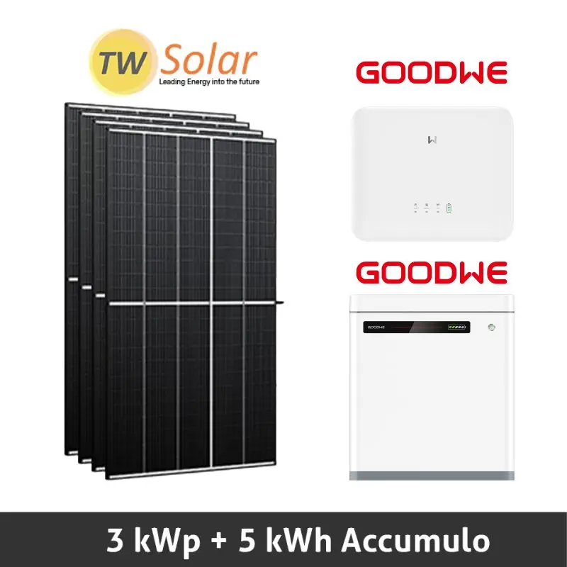 Fotovoltaico Goodwe 3 kW con batteria 5 kWh - installazione e allaccio chiavi in mano