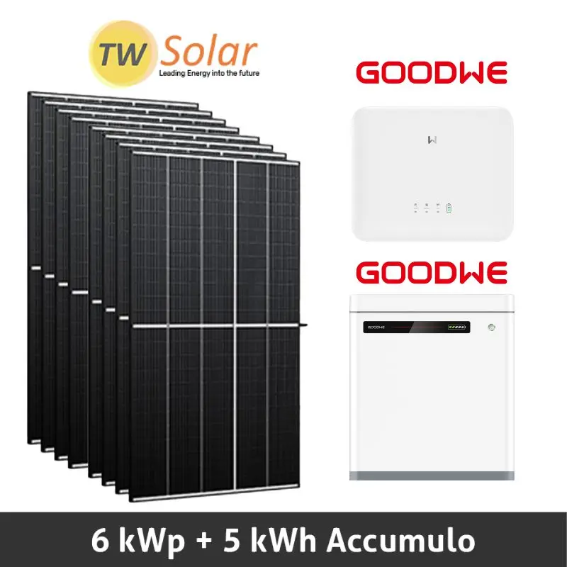 Fotovoltaico Goodwe 6 kW con batteria 5 kWh - installazione e allaccio chiavi in mano