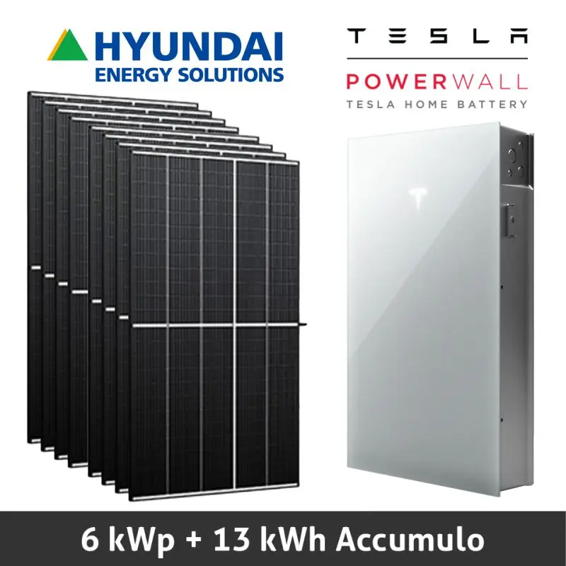 Fotovoltaico Tesla 6 kW con batteria Powerwall 13 kWh - installazione e allaccio chiavi in mano