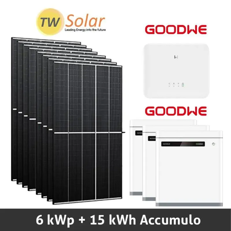 Fotovoltaico Goodwe 6 kW con batteria 15 kWh - installazione e allaccio chiavi in mano